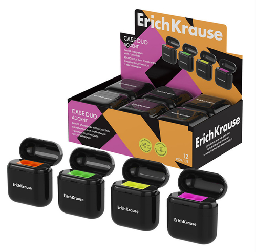 Точилка пластик ЭРИХ КРАУЗЕ Кейс дуо акцент с контейнером (59988)