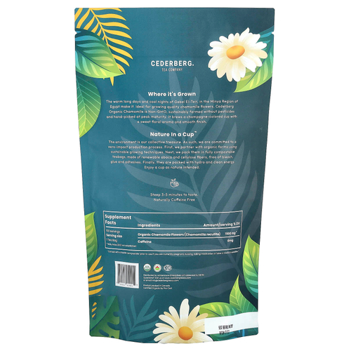 Cederberg Tea Co, Organic Chamomile, без кофеина, 100 натуральных чайных пакетиков, 150 г (5,29 унции)