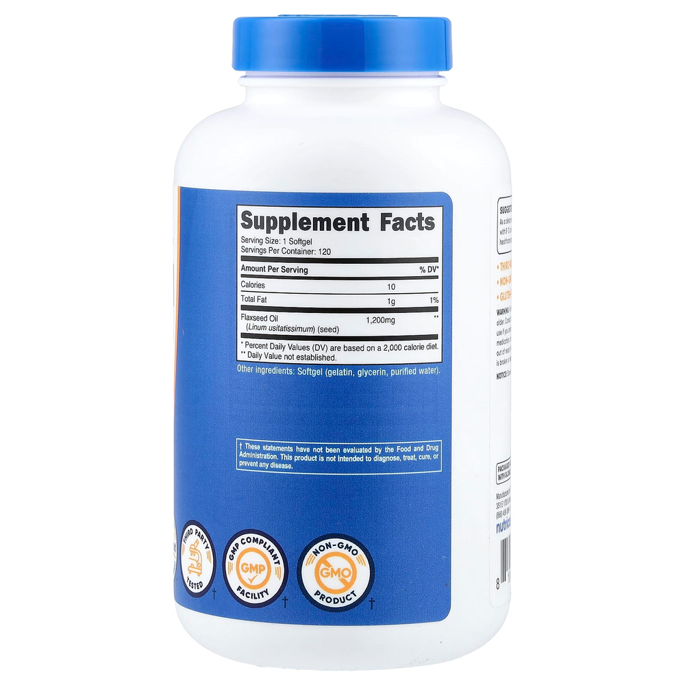 Nutricost, Льняное масло, 1200 мг, 120 мягких таблеток