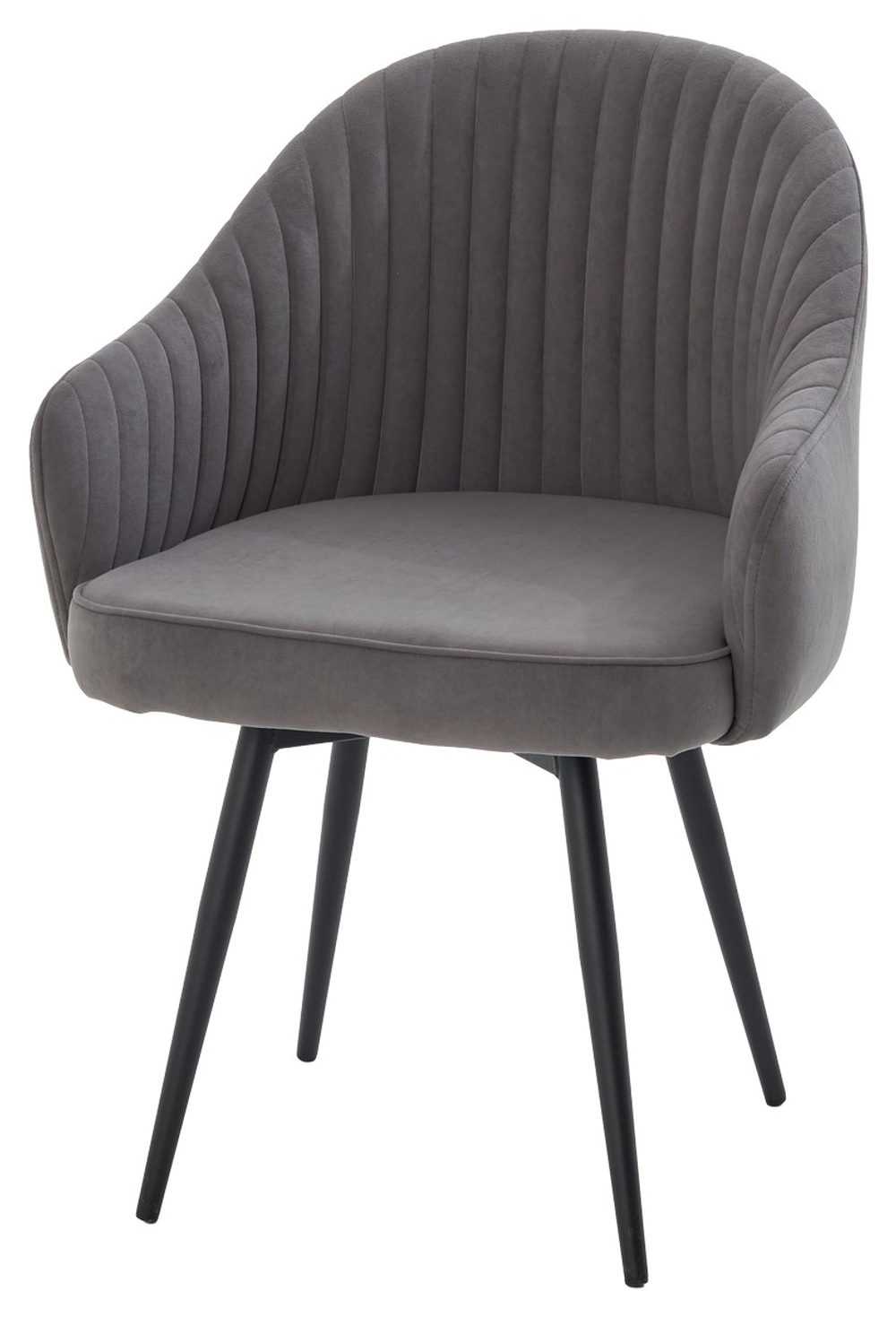 Стул ШЕЛЛ 360 град. поворот. B28 Темно-серый, велюр / черный каркас, М-City