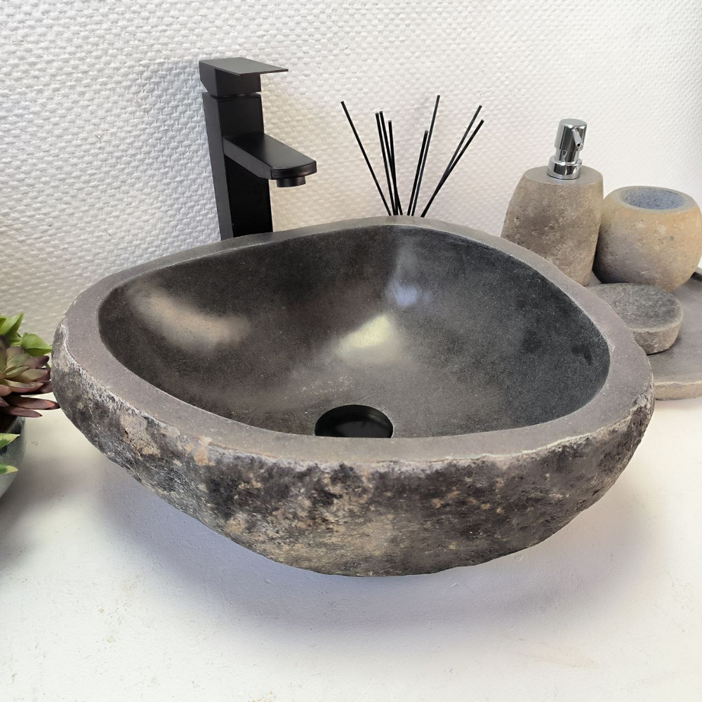 Раковина из речного камня RS-64111 (40*38*15) 0122