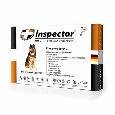 Inspector Quadro C Капли для собак 25-40 кг от внешних и внутренних паразитов