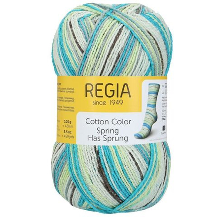 Пряжа Regia Cotton Color (02473/Весеннее небо), 72% хлопок, 18% полиамид, 10% полиэстер, 100г/420м