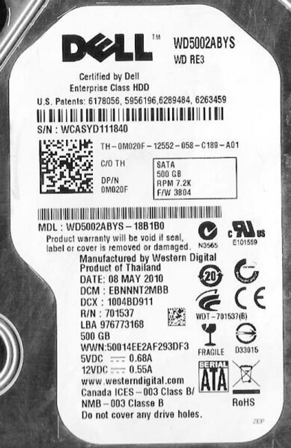 Жесткий диск WD 500 ГБ WD5002ABYS