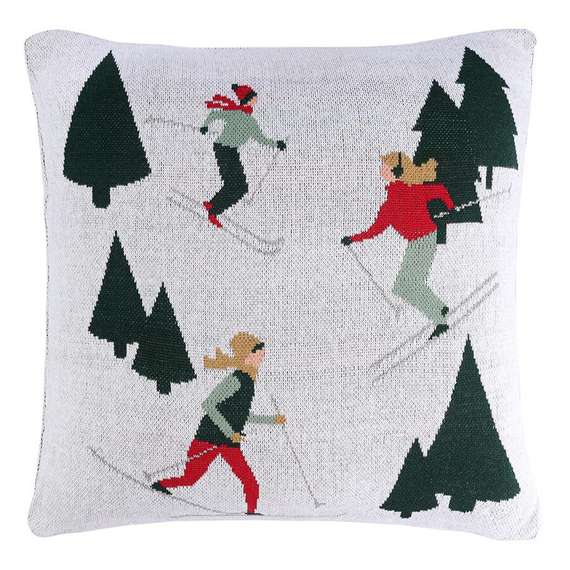Подушка вязаная с новогодним рисунком let&#39;s ski из коллекции new year essential, 45x45 см