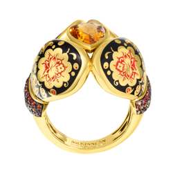 Кольцо с Цитрином, Сапфирами, Эмаль, R0096-0/12