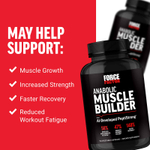 Force Factor, средство для наращивания мышечной массы с разработанным искусственным интеллектом PeptiStrong, 150 растительных капсул