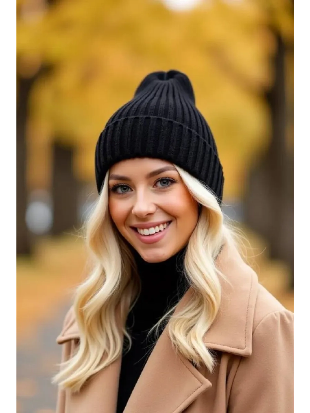шапка вязаная теплая зимняя с отворотом стильная