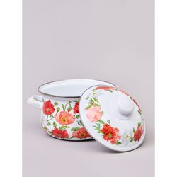 КАСТРЮЛЯ AGNESS ЭМАЛИРОВАННАЯ С ЭМАЛ.КРЫШКОЙ СЕРИЯ "МАКИ", 2.0 Л, 18*11 СМ