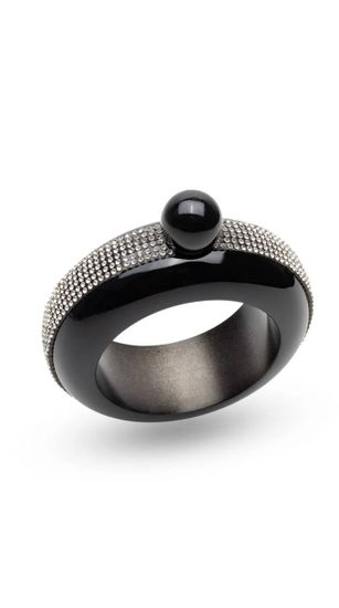 Фляжка , в виде браслета кольца со стразами , черный