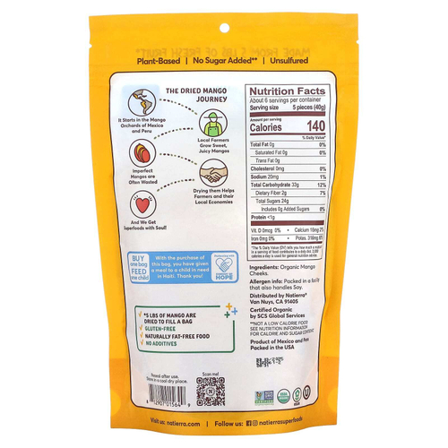 Natierra, Органические сушеные манговые щечки, 227 г (8 унций)