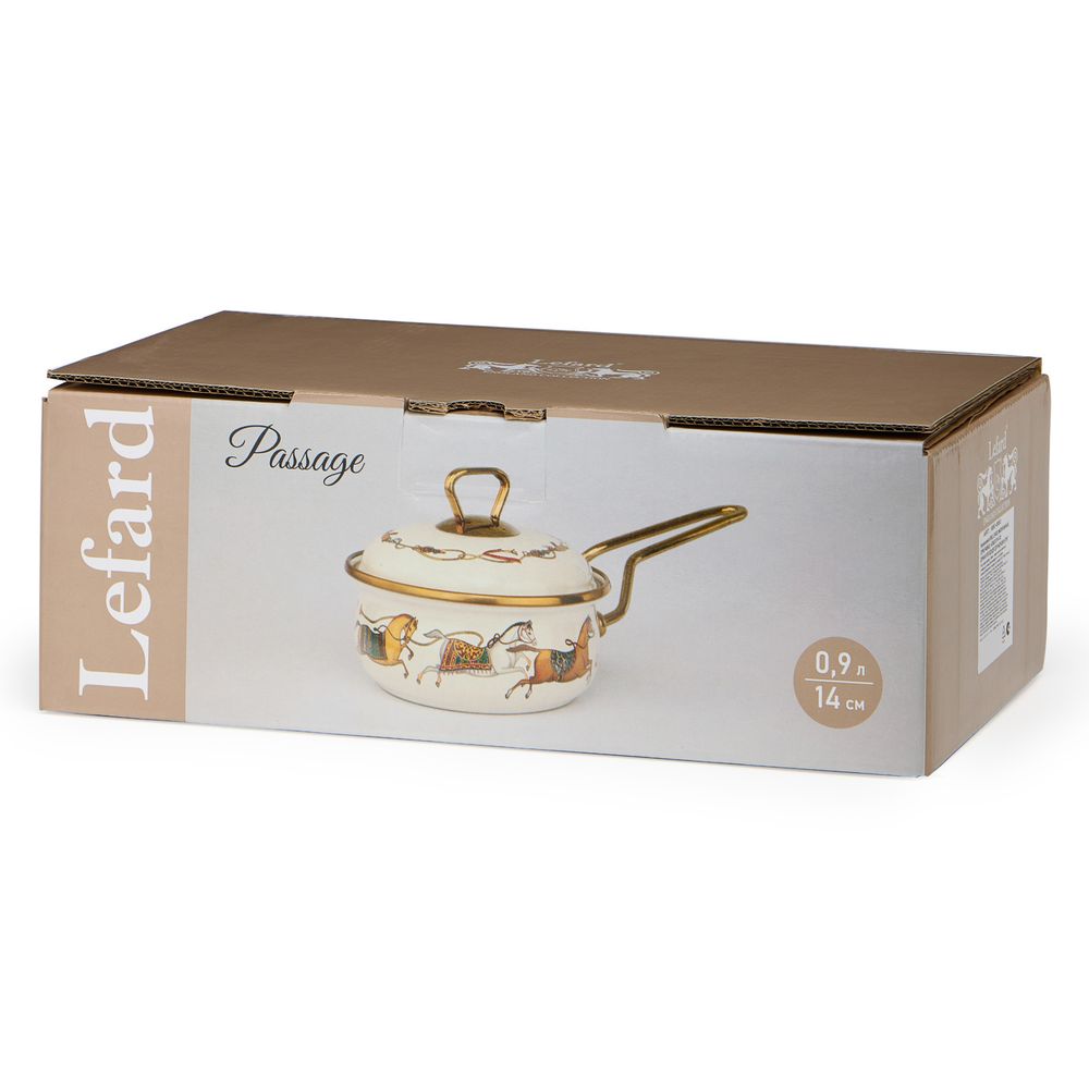 КОВШ LEFARD ЭМАЛИРОВАННЫЙ, СЕРИЯ PASSAGE, 14СМ/0,9Л D=14 СМ ДЛИНА=31СМ ПОДХОДИТ ДЛЯ ИНДУКЦИОН.ПЛИТ
