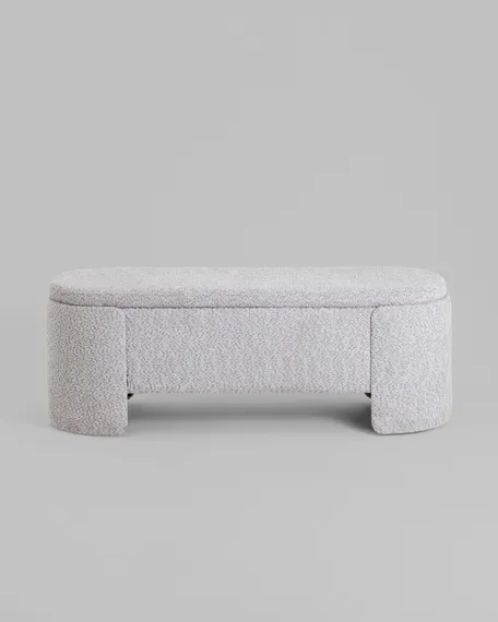 Банкетка Taks с местом для хранения букле светло-серый