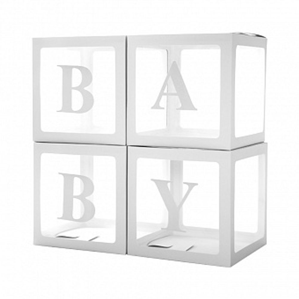 Набор коробок для шаров, Baby, Белый, 30*30*30 см, 4 шт.