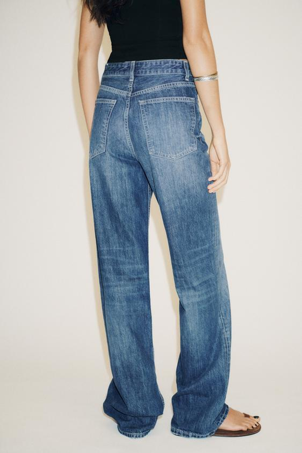 ZARA ДЖИНСЫ TRF WIDE-LEG С ВЫСОКОЙ ПОСАДКОЙ FULL LENGTH, СИНИЙ