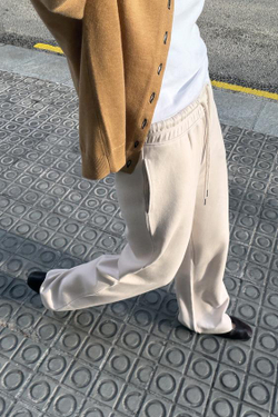 ZARA БРЮКИ ИЗ ТРИКОТАЖА ИНТЕРЛОК С ЭФФЕКТОМ ПОТЕРТОСТИ, ЭКРЮ