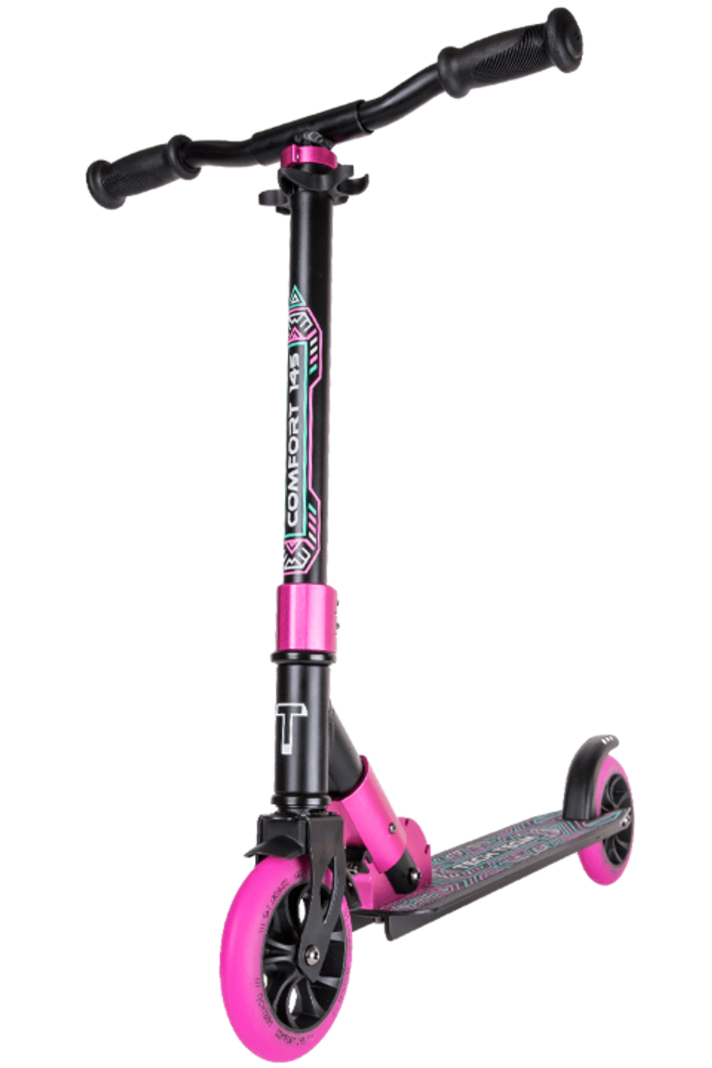 Самокат Tech Team  COMFORT 145R 2022 черный/розовый