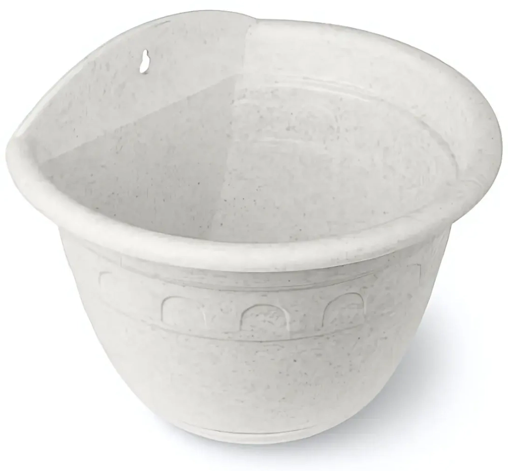 Кашпо настенное пластиковое 0,95л d-16см «Колывань» мраморный С111М