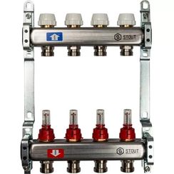Коллектор STOUT 4 расходомеры нержавеющая сталь 27865