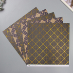 Бумага для скрапбукинга двусторонняя с фольгированием "Версаль и ромбы"