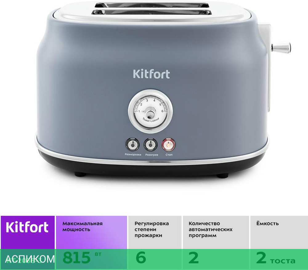 Тостер Kitfort КТ-2038-3 серый