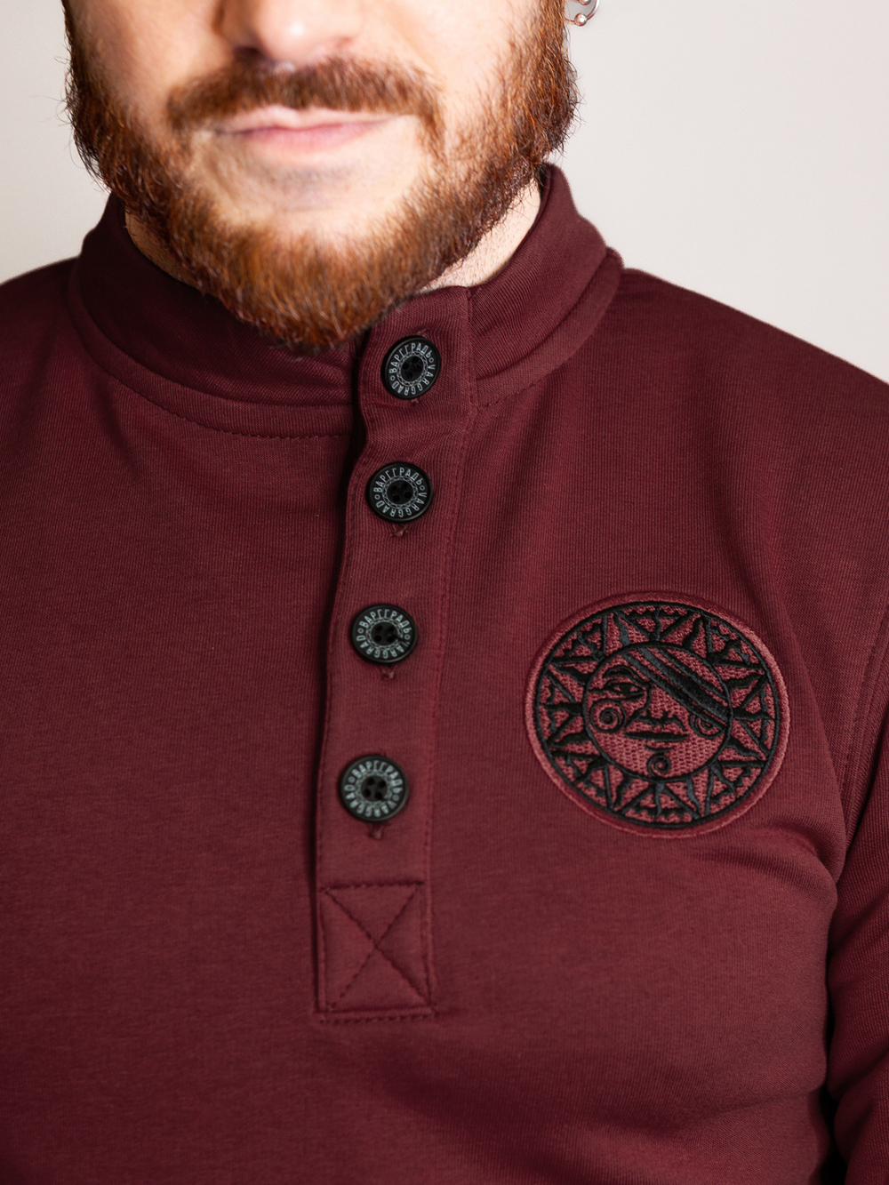 Косоворотка-свитшот Варгградъ мужской бордо "Лихие люди" с начёсом