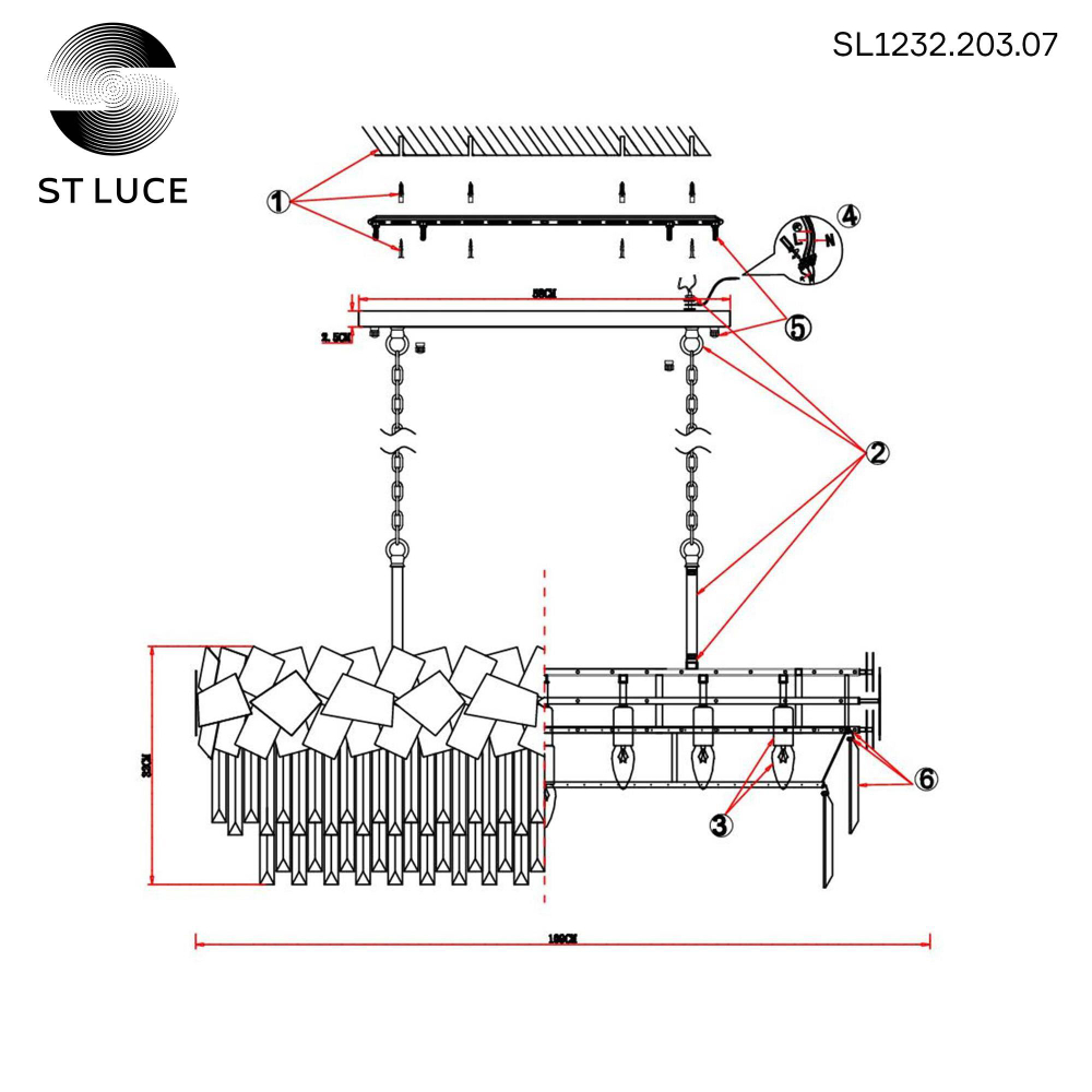 SL1232.203.07 Люстра подвесная ST-Luce Золотистый/Прозрачный, Золотистый E14 7*60W