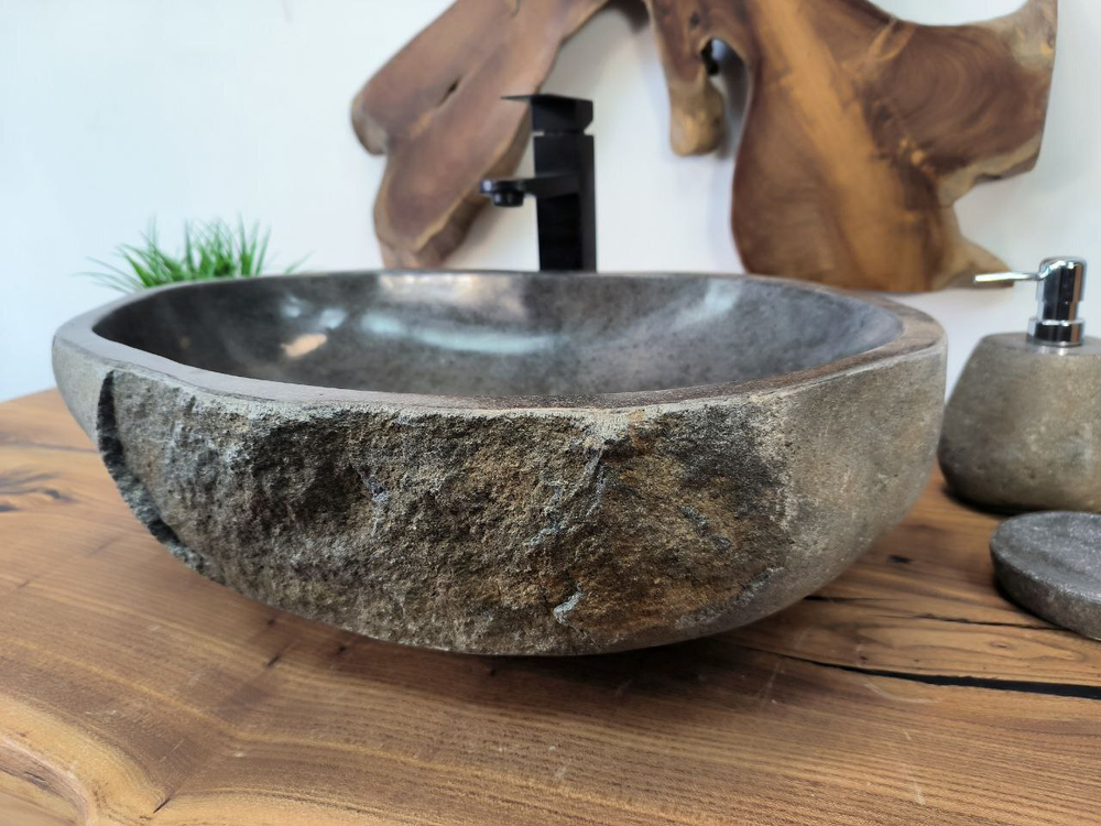 Раковина из речного камня RS-65804 60х42х15 из натурального камня