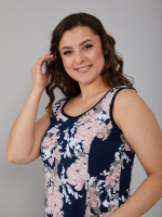 Платье П-012/тсиний-пудровыйпион