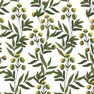 Ботанические элементы лекарственных цветов пижмы нарисованы вручную.