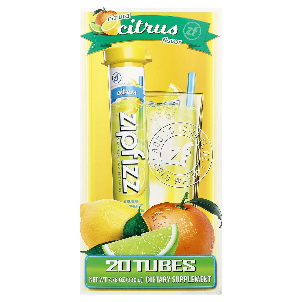 Zipfizz, смесь для приготовления напитка, цитрус, 20 тюбиков по 11 г (0,39 унции)