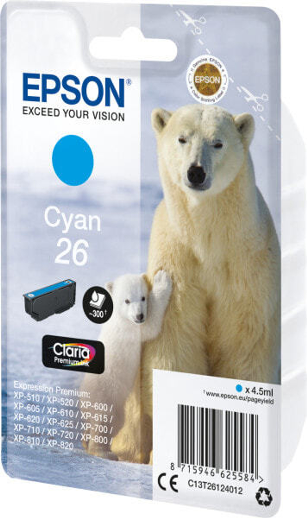 Epson Polar bear C13T26124022 струйный картридж Подлинный Голубой 1 шт
