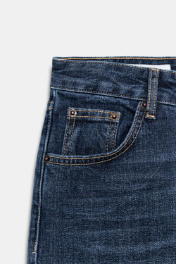 ZARA ДЖИНСЫ TRF CAPRI СО СРЕДНЕЙ ПОСАДКОЙ, МОРСКОЙ СИНИЙ