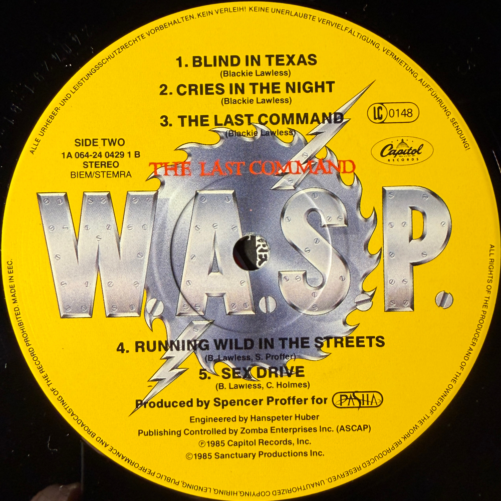 W.A.S.P. - The Last Command (Европа 1985г.)