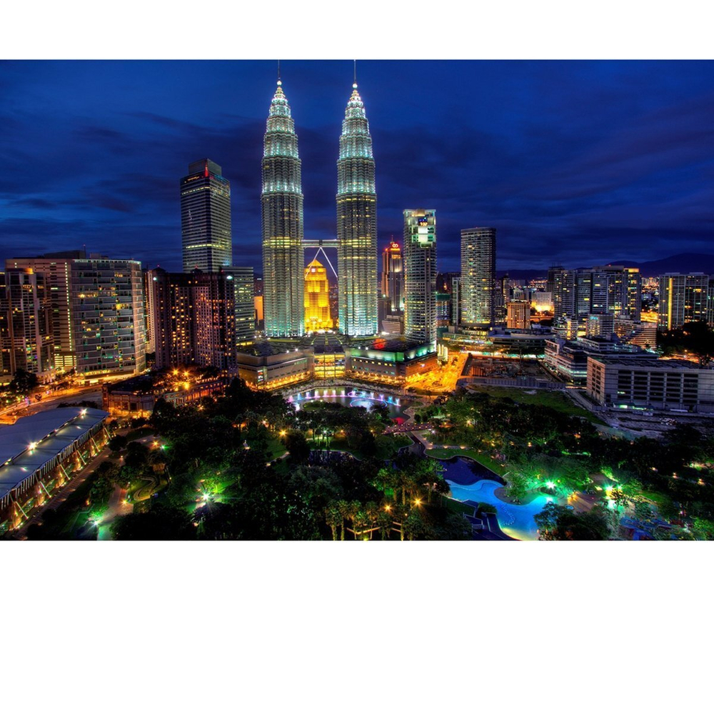 Алмазная мозаика Alingar, на подрамнике, с полным заполнением, (матов.), 40х50 см, 17 цветов, "Ночной город"