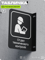 Табличка Техконтроль флажковая на стену, двусторонняя с крепежом, 19 х 25 см, для офиса, кафе, ресторана, серия COSMO, Айдентика Технолоджи