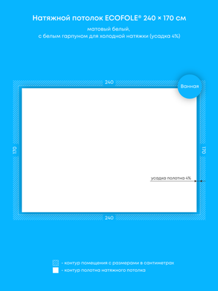 Матовый натяжной потолок 4.1 м2