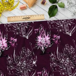 Ткань шифон бело-розовые воздушные растения