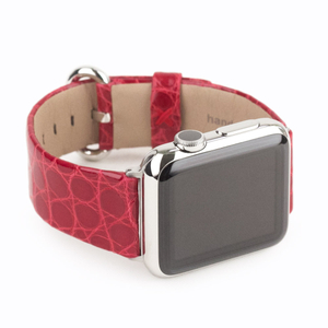 Ремешок для Apple Watch 44/45/46 mm из кожи аллигатора, цвета красный лак