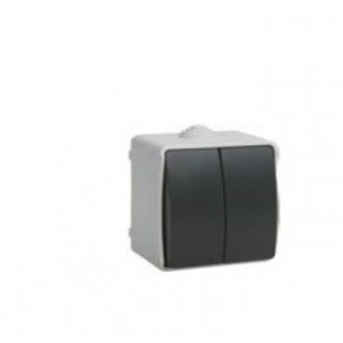 Выключатель "Сатурн", 2-клавишный 10А, IP 54 (SBE-04w-10-SW1-0) (открытая установка)