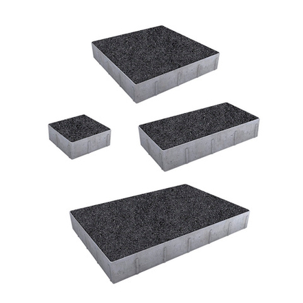 Тротуарная плитка ГРАНДО - Стоунмикс Черный, комплект из 4 видов плит