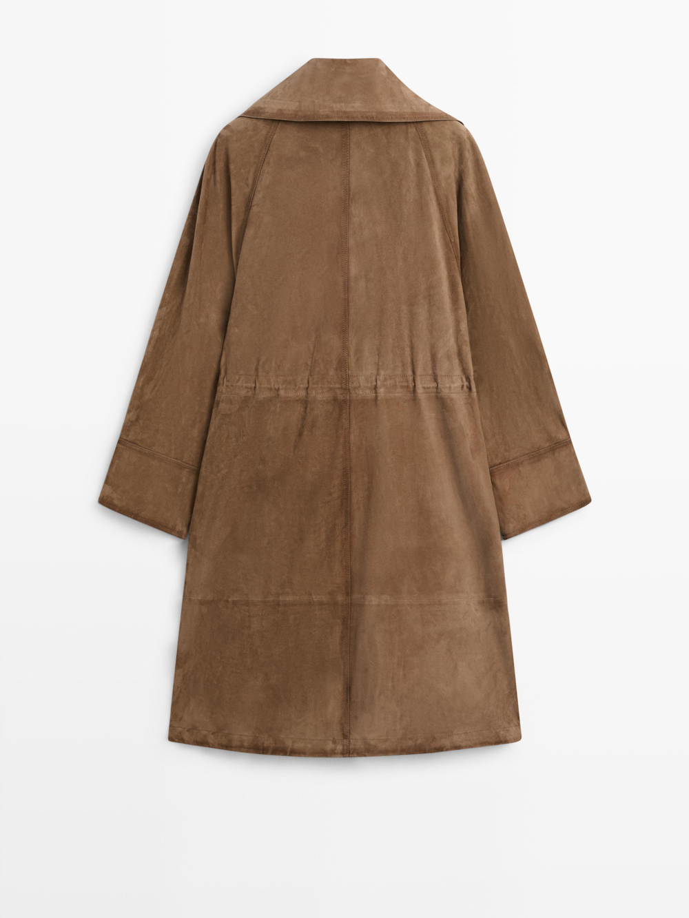 Massimo Dutti Длинная замшевая куртка, рыжевато-коричневый