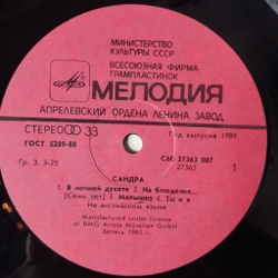 Винтажная виниловая пластинка LP Сандра Sandra The Long Play (СССР 1989) Малышка Little Girl