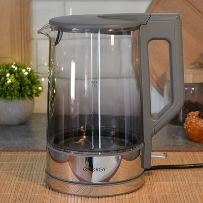 Чайник электрический 1,7л Energy E-227, термостойкое стекло с цветным покрытием, с подсветкой