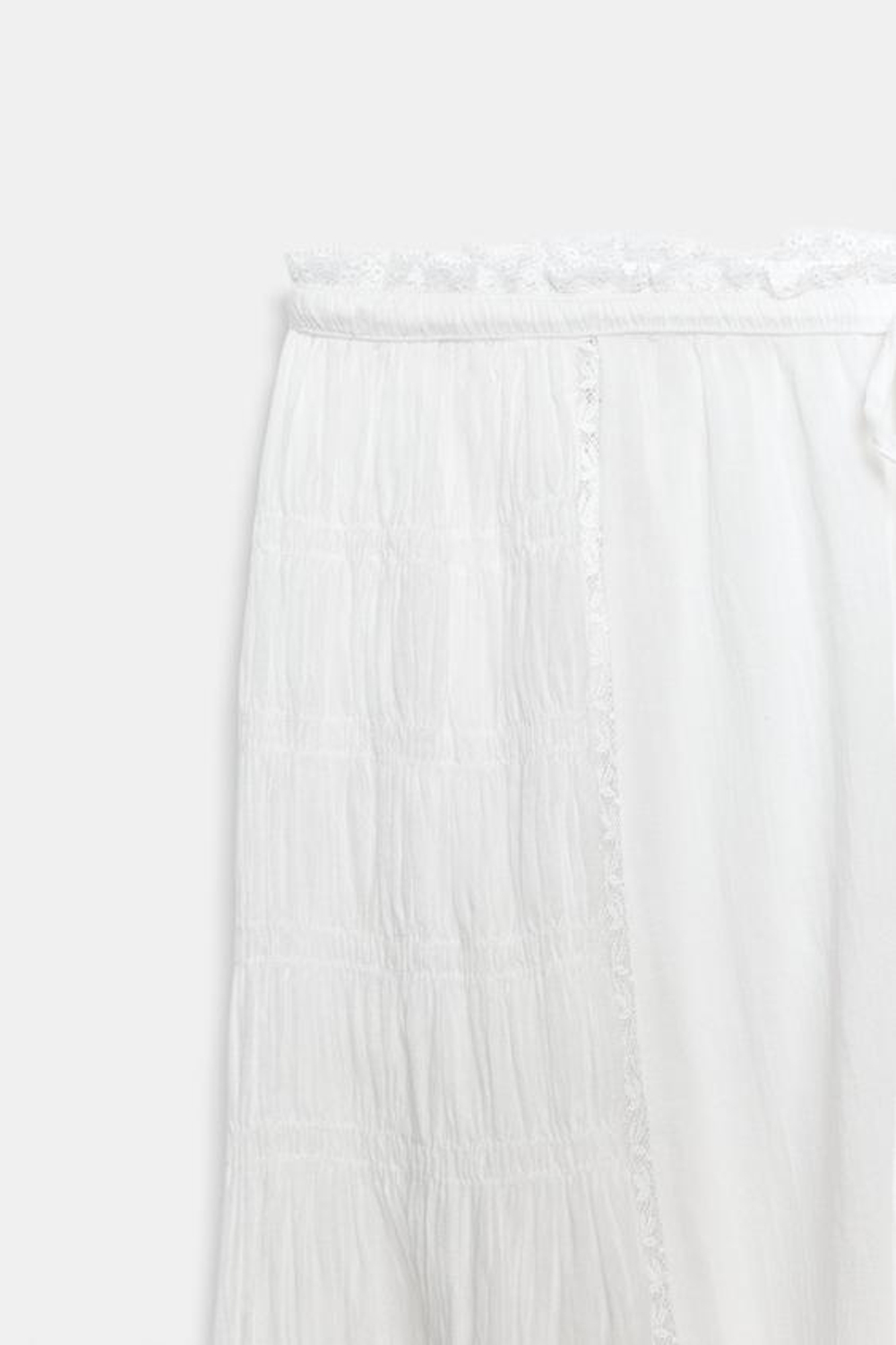 ZARA БРЮКИ-ШАРОВАРЫ С КРУЖЕВОМ — ZW COLLECTION, ЖЕЛТОВАТО-БЕЛЫЙ