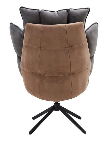 Кресло Husk серое с коричневым метал.ножки