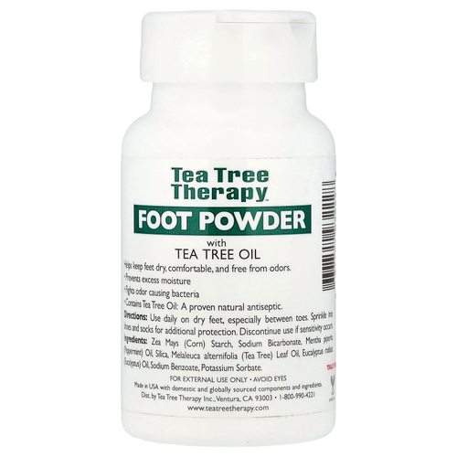 Tea Tree Therapy, Пудра для ног, с маслом чайного дерева, перечной мятой, 85 г (3 унции)