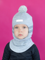 Шлем зимний вязаный (Серый меланж) с маской ГУФ