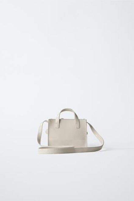ZARA СУМКА С ПЛЕЧЕВЫМ РЕМНЕМ И ЦВЕТОЧНЫМИ ДЕТАЛЯМИ 3D, ЭКРЮ