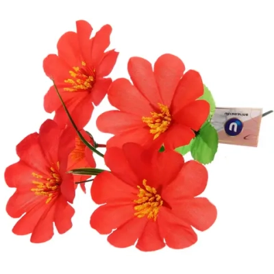 Цветы искусственные 30см «Цветочная фантазия» 5 цветков ярко-красные